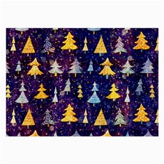 Gold And Blue Trees, Adoxali, Christmas Large Glasses Cloth (2 Sides)