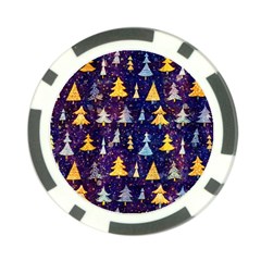 Gold And Blue Trees, Adoxali, Christmas Poker Chip Card Guard by kyorashop23