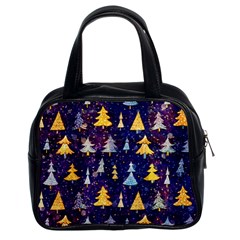 Gold And Blue Trees, Adoxali, Christmas Classic Handbag (two Sides) by kyorashop23