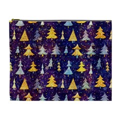 Gold And Blue Trees, Adoxali, Christmas Cosmetic Bag (xl) by kyorashop23