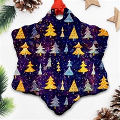 Gold And Blue Trees, Adoxali, Christmas Ornament (snowflake)