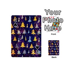 Gold And Blue Trees, Adoxali, Christmas Playing Cards 54 Designs (mini)