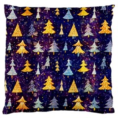 Gold And Blue Trees, Adoxali, Christmas Large Cushion Case (one Side) by kyorashop23