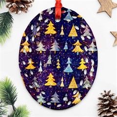 Gold And Blue Trees, Adoxali, Christmas Ornament (oval Filigree)