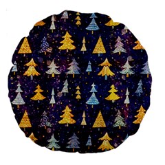 Gold And Blue Trees, Adoxali, Christmas Large 18  Premium Round Cushions by kyorashop23