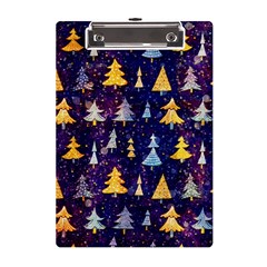 Gold And Blue Trees, Adoxali, Christmas A5 Acrylic Clipboard by kyorashop23