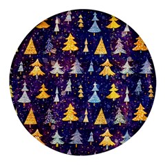 Gold And Blue Trees, Adoxali, Christmas Round Glass Fridge Magnet (4 Pack) by kyorashop23