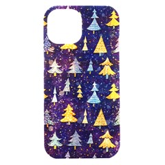 Gold And Blue Trees, Adoxali, Christmas Iphone 15 Black Uv Print Pc Hardshell Case by kyorashop23