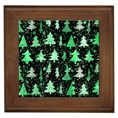 Green Christmas Trees, Adoxali, Scandinavian Framed Tile by kyorashop23