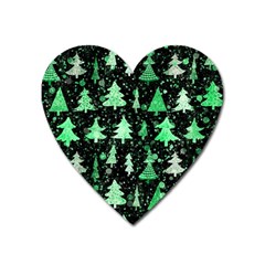 Green Christmas Trees, Adoxali, Scandinavian Heart Magnet by kyorashop23