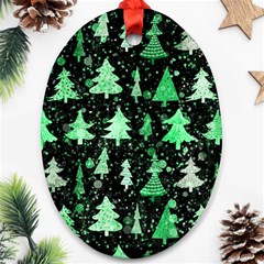 Green Christmas Trees, Adoxali, Scandinavian Oval Ornament (two Sides)