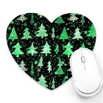 Green Christmas Trees, Adoxali, Scandinavian Heart Mousepad Front