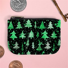 Green Christmas Trees, Adoxali, Scandinavian Mini Coin Purse by kyorashop23