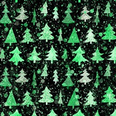 Green Christmas Trees, Adoxali, Scandinavian Play Mat (square) by kyorashop23