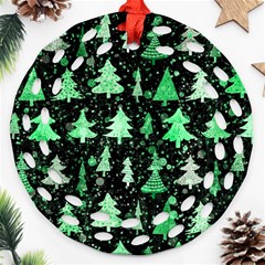 Green Christmas Trees, Adoxali, Scandinavian Ornament (round Filigree)