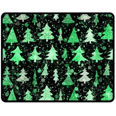 Green Christmas Trees, Adoxali, Scandinavian Two Sides Fleece Blanket (medium) by kyorashop23