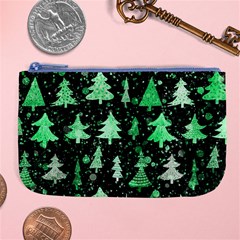 Green Christmas Trees, Adoxali, Scandinavian Large Coin Purse by kyorashop23