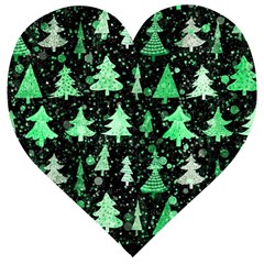 Green Christmas Trees, Adoxali, Scandinavian Wooden Puzzle Heart by kyorashop23