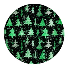 Green Christmas Trees, Adoxali, Scandinavian Round Glass Fridge Magnet (4 Pack) by kyorashop23