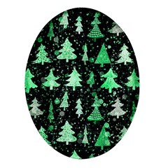 Green Christmas Trees, Adoxali, Scandinavian Oval Glass Fridge Magnet (4 Pack) by kyorashop23