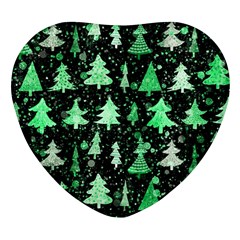 Green Christmas Trees, Adoxali, Scandinavian Heart Glass Fridge Magnet (4 Pack) by kyorashop23