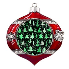 Green Christmas Trees, Adoxali, Scandinavian Metal Snowflake And Bell Red Ornament