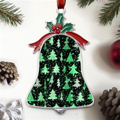 Green Christmas Trees, Adoxali, Scandinavian Metal Holly Leaf Bell Ornament