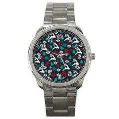 Holiday Season Pattern Sport Metal Watch by kyorashop23