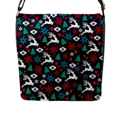 Holiday Season Pattern Flap Closure Messenger Bag (l) by kyorashop23