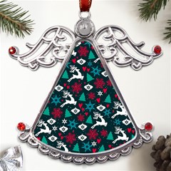 Holiday Season Pattern Metal Angel With Crystal Ornament