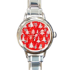 White And Red Trees, Adoxali, Christmas Round Italian Charm Watch