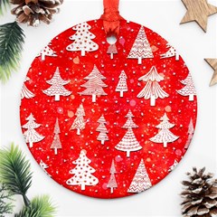 White And Red Trees, Adoxali, Christmas Ornament (Round)