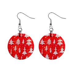 White And Red Trees, Adoxali, Christmas Mini Button Earrings