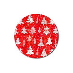 White And Red Trees, Adoxali, Christmas Magnet 3  (round) by kyorashop23