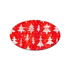 White And Red Trees, Adoxali, Christmas Sticker Oval (100 pack)