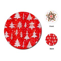 White And Red Trees, Adoxali, Christmas Playing Cards Single Design (round)