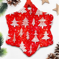 White And Red Trees, Adoxali, Christmas Snowflake Ornament (two Sides)