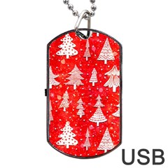 White And Red Trees, Adoxali, Christmas Dog Tag USB Flash (One Side)