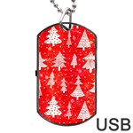 White And Red Trees, Adoxali, Christmas Dog Tag USB Flash (One Side) Front