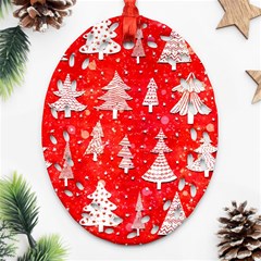 White And Red Trees, Adoxali, Christmas Oval Filigree Ornament (two Sides)