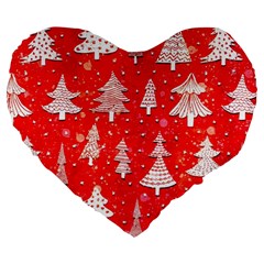 White And Red Trees, Adoxali, Christmas Large 19  Premium Heart Shape Cushions