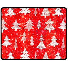 White And Red Trees, Adoxali, Christmas Two Sides Fleece Blanket (medium) by kyorashop23