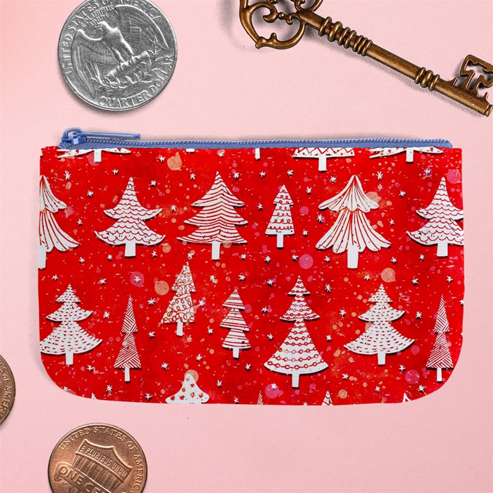 White And Red Trees, Adoxali, Christmas Large Coin Purse