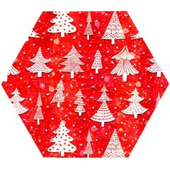 White And Red Trees, Adoxali, Christmas Wooden Puzzle Hexagon