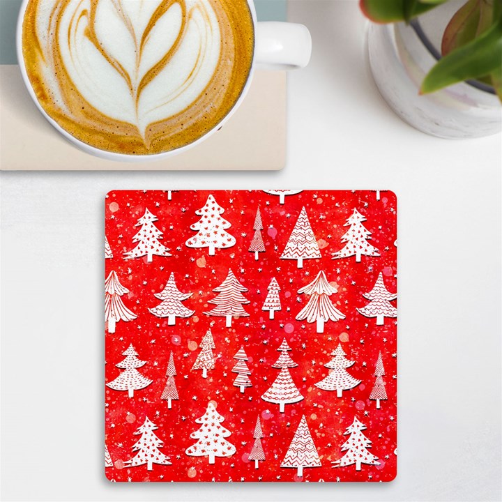 White And Red Trees, Adoxali, Christmas UV Print Square Tile Coaster 