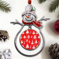 White And Red Trees, Adoxali, Christmas Metal Snowman Ornament