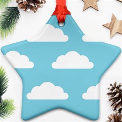 Clouds Blue Pattern Ornament (star)