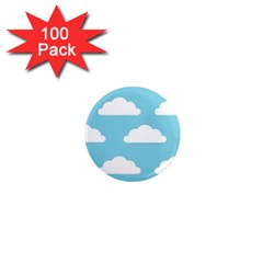 Clouds Blue Pattern 1  Mini Magnets (100 Pack) 