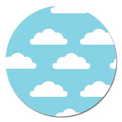 Clouds Blue Pattern Magnet 5  (round) by ConteMonfrey