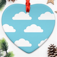 Clouds Blue Pattern Heart Ornament (two Sides)